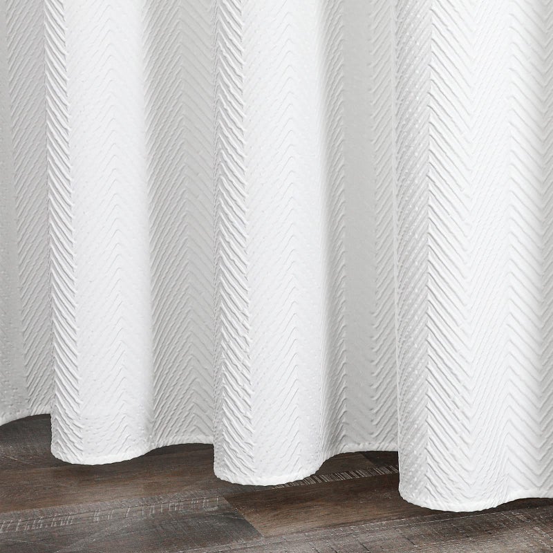 Gibelle White Shower Curtain, 3D Embossed Textured Herringbone Fabric Modern Farmhouse Bathroom Decor Soft Cloth Curtain Set with Hooks, 72x72 - Image 5