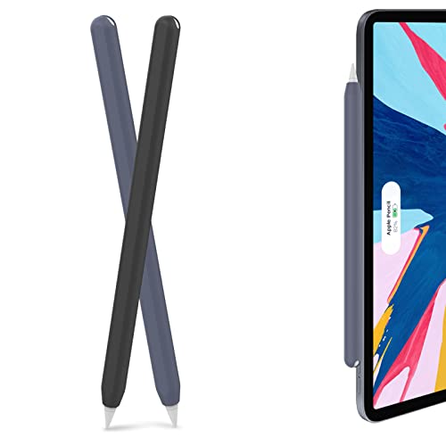 AhaStyle Silicone Case for Apple Pencil 2nd Generation & Apple Pencil Pro (2024) Sleeve Skin Ultra Thin Apple Pencil Protective Cover Compatible with Magnetic Charging and Double Tap (Black, Blue) - Image 1
