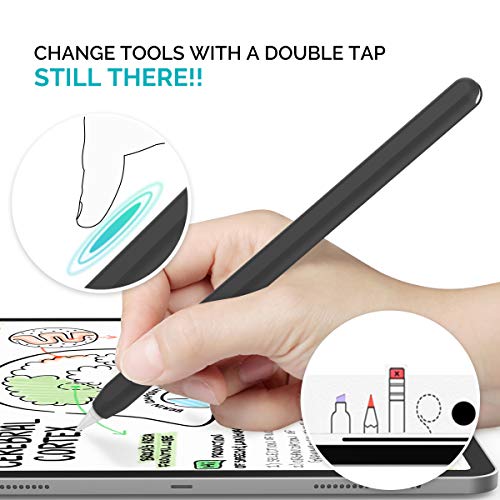 AhaStyle Silicone Case for Apple Pencil 2nd Generation & Apple Pencil Pro (2024) Sleeve Skin Ultra Thin Apple Pencil Protective Cover Compatible with Magnetic Charging and Double Tap (Black, Blue) - Image 4