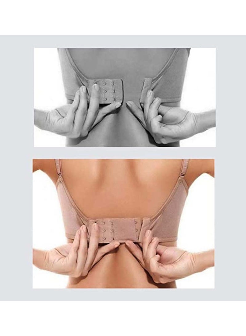 SYOSI Bra Extender Set, Elastic Extensions Strap Extenders Soft and Comfortable for Women, 3 Rows x Hooks, 2 Black/Beige/White, 6Pcs, M - Image 2