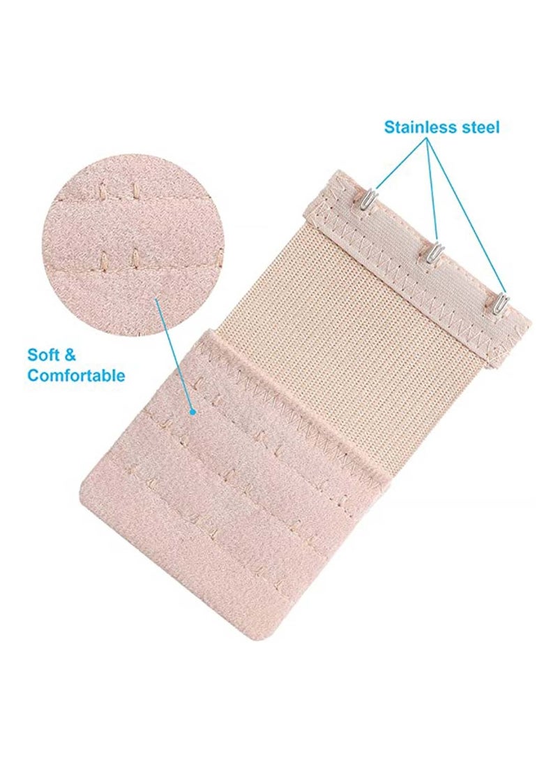 SYOSI Bra Extender Set, Elastic Extensions Strap Extenders Soft and Comfortable for Women, 3 Rows x Hooks, 2 Black/Beige/White, 6Pcs, M - Image 3