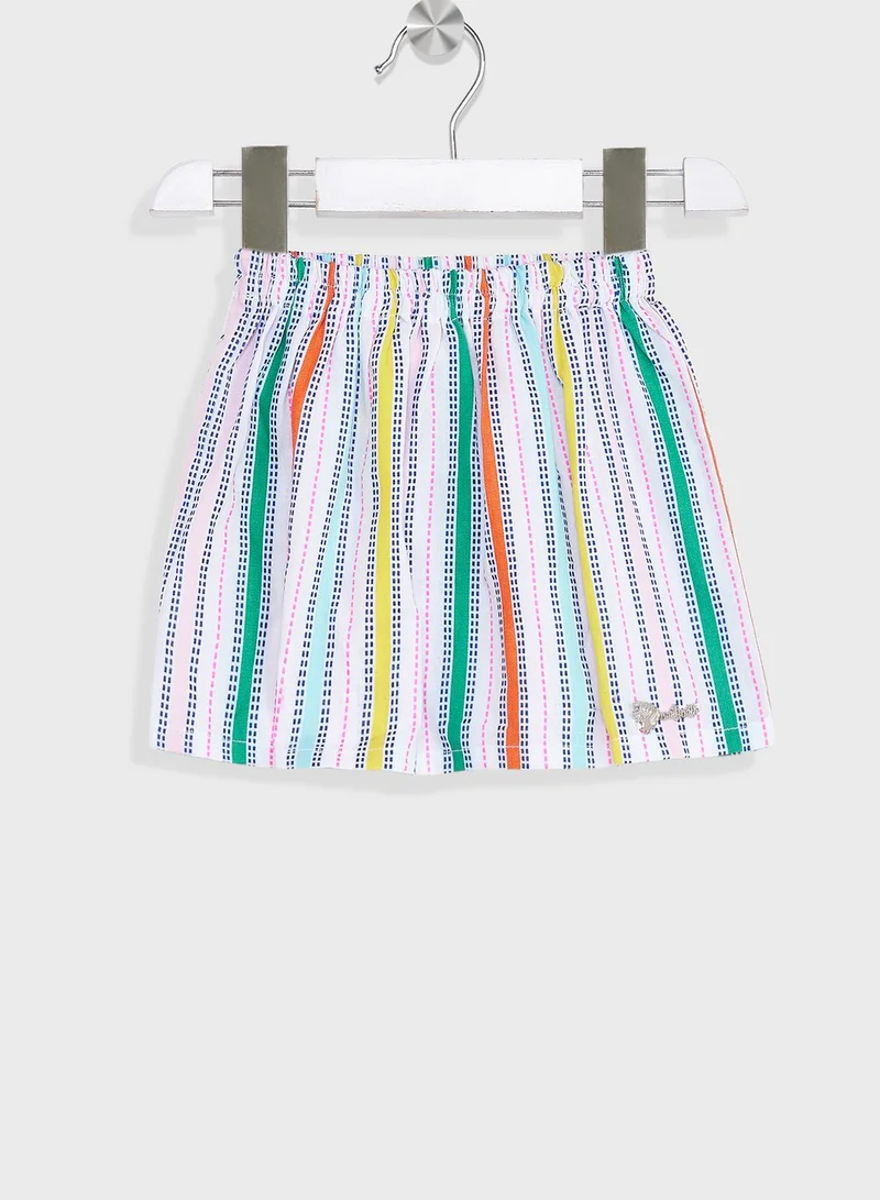 Nautinati Nauti Nati Girls Striped Pure Cotton Top With Skirt