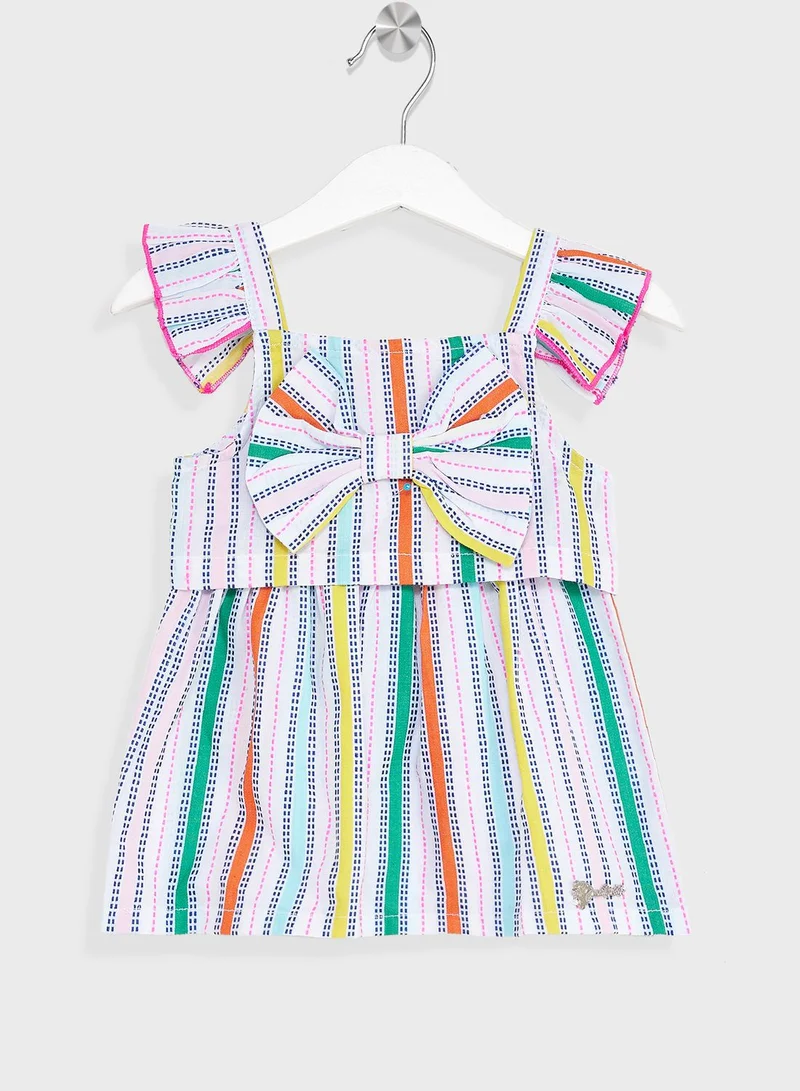 Nautinati Nauti Nati Girls Striped Pure Cotton Top With Skirt