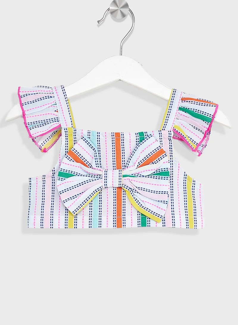 Nautinati Nauti Nati Girls Striped Pure Cotton Top With Skirt