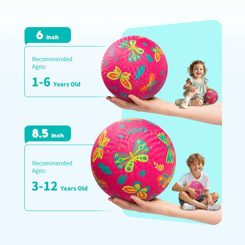 ZOOJOY Pack of 2 Cartoon Playground Balls, Balls for Toddler 3-12, 8.5" Rubber Ball Bouncy Kickball, Indoor & Outdoor Game Toys for Boys Girls with Pump - Image 3
