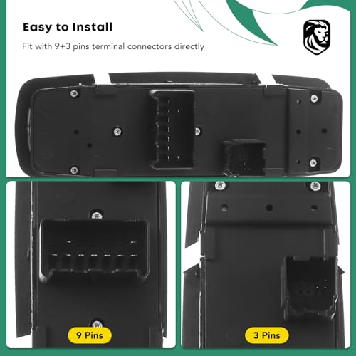 YHTAUTO Master Power Window Switch Driver Side Fits Chrysler Town & Country, Dodge Grand Caravan, Ram 1500 2500 3500, 3+9 Pins, w/o Power Folding Mirrors, Dual Auto Up and Down Window Control Switch - Image 2