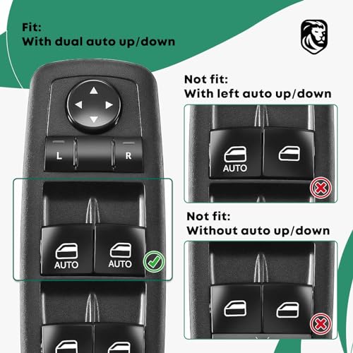 YHTAUTO Master Power Window Switch Driver Side Fits Chrysler Town & Country, Dodge Grand Caravan, Ram 1500 2500 3500, 3+9 Pins, w/o Power Folding Mirrors, Dual Auto Up and Down Window Control Switch - Image 3