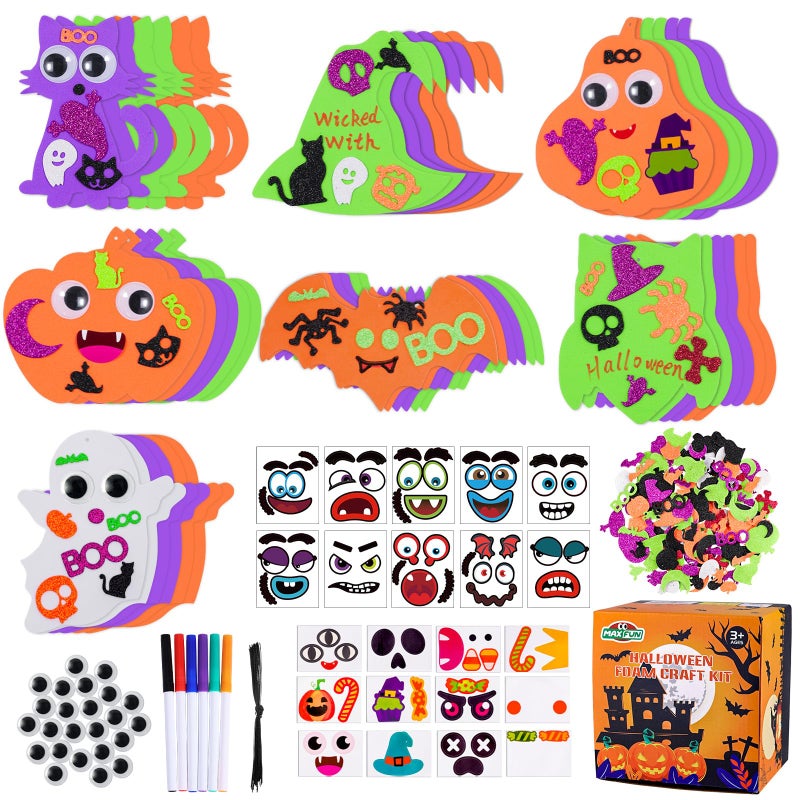Max Fun 336PCS Halloween Crafts for Kids Halloween Activities Foam Pumpkins for Crafts Stickers Gift Kits DIY Art and Craft Set for Holiday Classroom Decorations Party Favors Supplies - Image 2