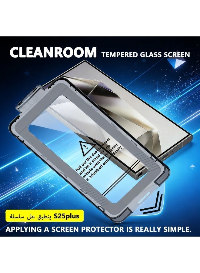 واقي شاشة من الزجاج المقوى لسلسلة هواتف سامسونج S25 plus، مناسب لغرف التنظيف - Image 1
