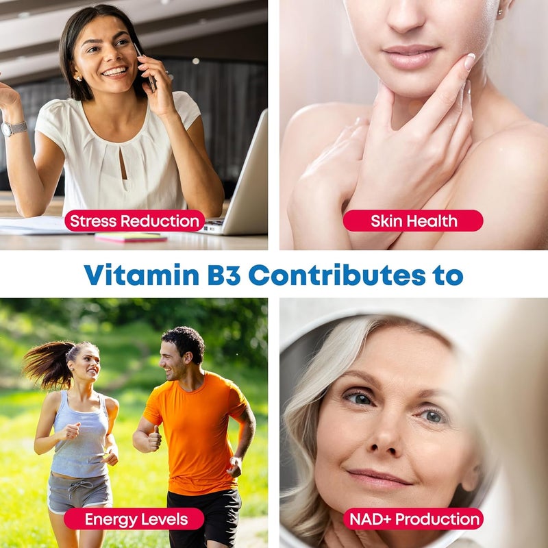 Health4All Vitamin B3 Niacin as Nicotinamide Niacinamide 500mg 90 Capsules Purest No Additives Vegan Gluten Free NoFlush Niacin Vitamin B3 Capsules Made in UK - Image 3