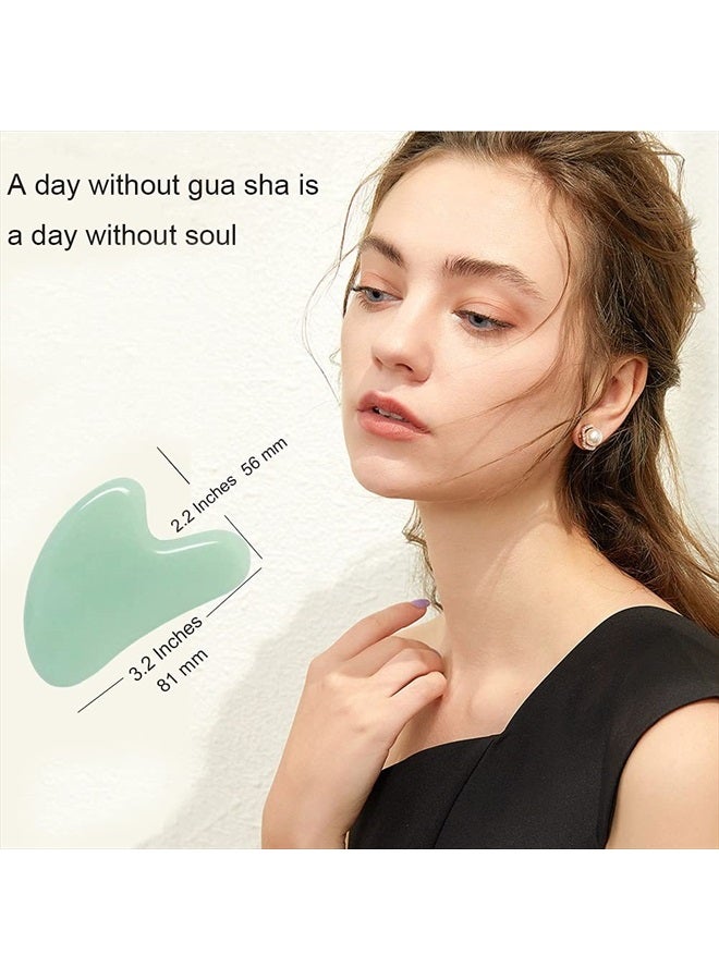 Ditind Gua Sha, Jade Stone Gua Sha Massage Tool, Guasha Tool for Face and Body Skin Massage. Gua Sha Set for Toxins Prevents Wrinkles for SPA Acupuncture, Therapy Trigger Point Treatment. - Image 5