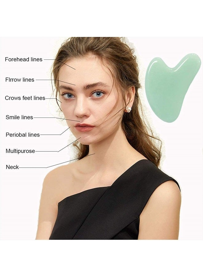 Ditind Gua Sha, Jade Stone Gua Sha Massage Tool, Guasha Tool for Face and Body Skin Massage. Gua Sha Set for Toxins Prevents Wrinkles for SPA Acupuncture, Therapy Trigger Point Treatment. - Image 4