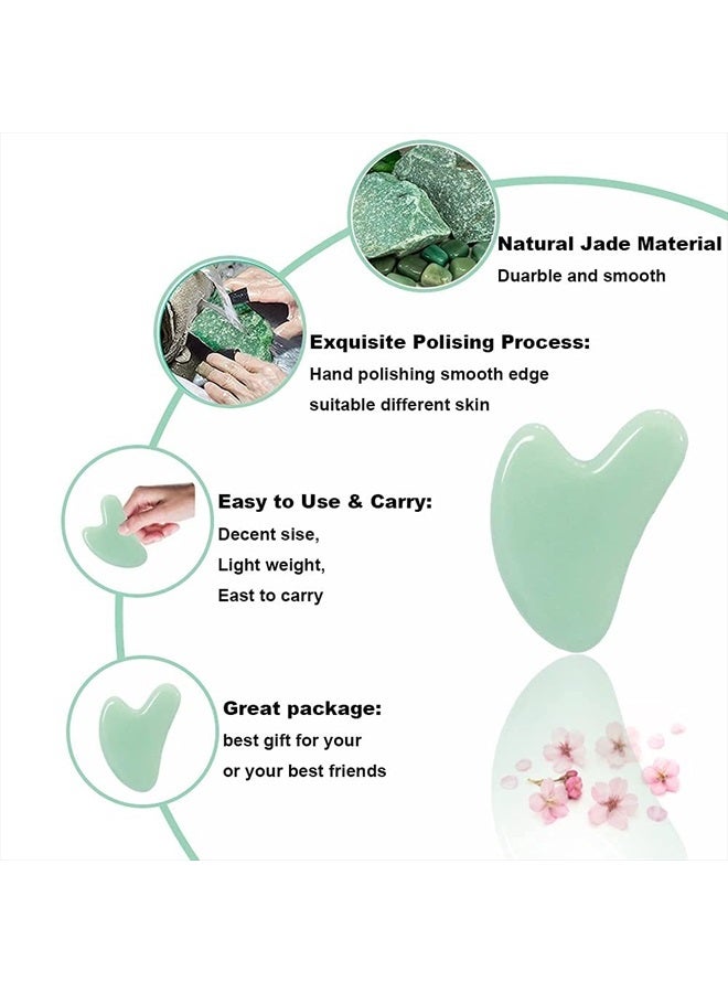 Ditind Gua Sha, Jade Stone Gua Sha Massage Tool, Guasha Tool for Face and Body Skin Massage. Gua Sha Set for Toxins Prevents Wrinkles for SPA Acupuncture, Therapy Trigger Point Treatment. - Image 3