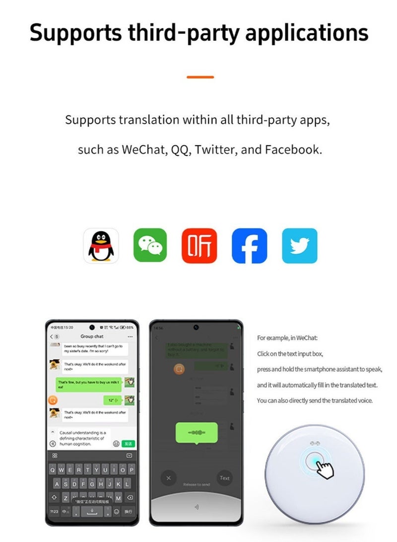 AI102 Portable AI Voice Translator 136 Languages, Bluetooth 5.4 Real-Time Translation Device with Simultaneous Interpretation & Recording, 6 Days Battery Life, Fast Charging - Image 3