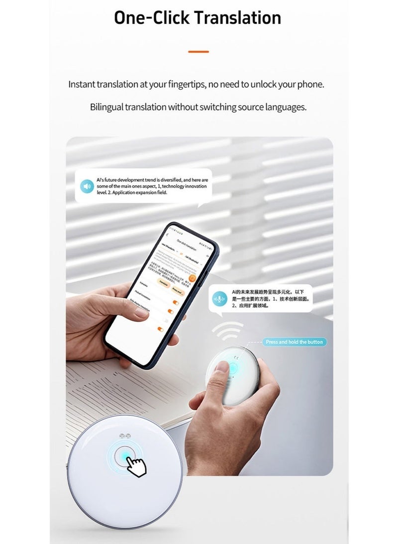 AI102 Portable AI Voice Translator 136 Languages, Bluetooth 5.4 Real-Time Translation Device with Simultaneous Interpretation & Recording, 6 Days Battery Life, Fast Charging - Image 4