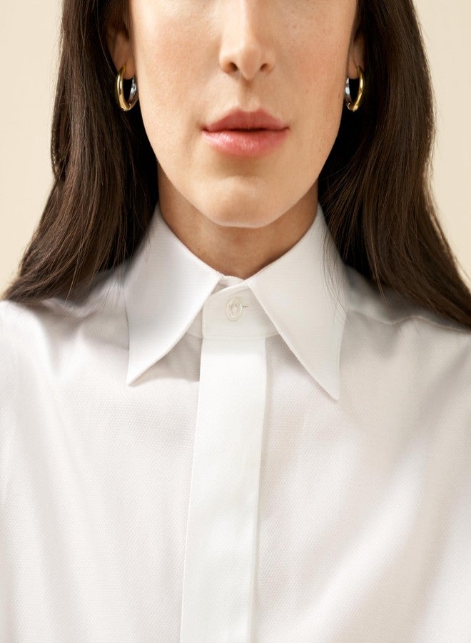 سكاجين أقراط حلقية من الفولاذ المقاوم للصدأ بلونين ذهبي وفضي من سكاجين للنساء (الموديل: SKJ1819998) - Image 5