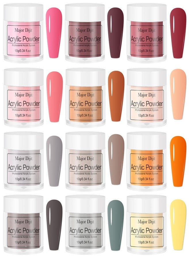 Major Dijit Acrylic Nail Kit with Drill 12 Colors Acrylic Powder Acrylic Liquid Top Coat Base Coat Nail Primer Set for Beginners with Everything DIY Nail Art Tool Gift Home Salon - Image 2