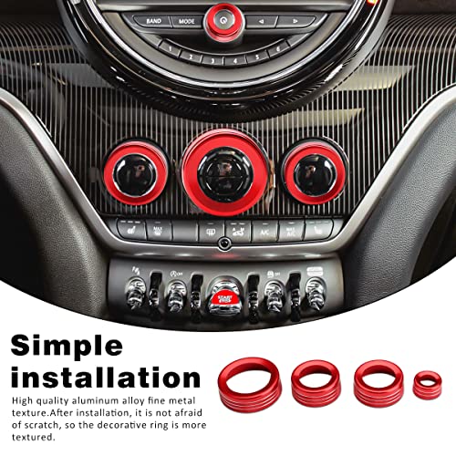Auovo Volume Knob Tune Knob Air Conditioner Knob Covers Compatible with 2014 2015 2016 2017 2018 2019 2020 2021 2022 MINI Cooper Accessories Auto Interior Trim Decorations Air Conditioner Switch Rings - Image 3