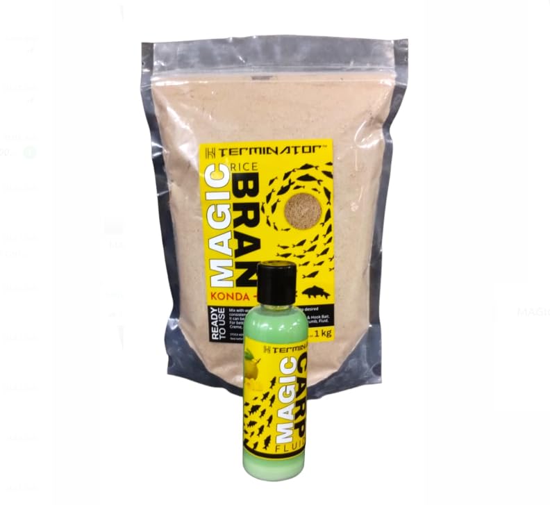 HTERMINATOR Magic BRAN Konda 1KG and Magic CARP Fluid 100ML Fish Bait Combo (ARTO Carpus Combo)