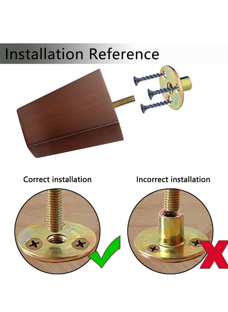 KASTWAVE أرجل أثاث خشبية، 4 قطع أرجل بديلة للأريكة لمشاريع DIY، أرجل من منتصف القرن مع ثقوب براغي محفورة مسبقًا، مثالية للأرائك، خزائن الملابس، الطاولات الجانبية، طاولات القهوة (4 بوصة، بني)  - Image 4