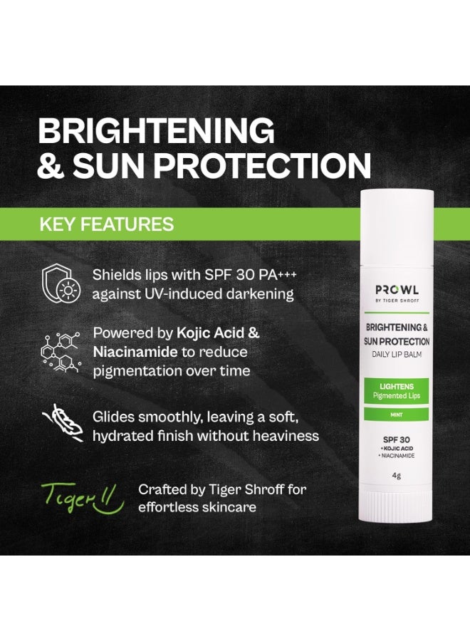PROWL by Tiger Shroff  Brightening & sun protection Lipbalm For Men Kojic Acid & Niacinamide | SPF 30 PA+++ Daily Lip Balm For Lightening Pigmented Dry Lips | Pigmentation Removal Care | Mint, 4g - Image 4