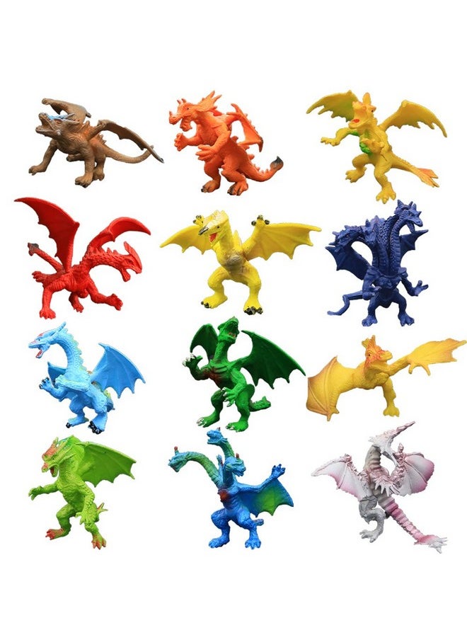 ValeforToy - 4 Inch Realistic Detail Dragon Toy Set With Gift Box, 12 Pcs Mini Dragon Figure In And Styles, Dragon Theme Party Favors Toy For Kids, Goody Bag Filler, Bulk Gifts, Cake Toppers - Image 1