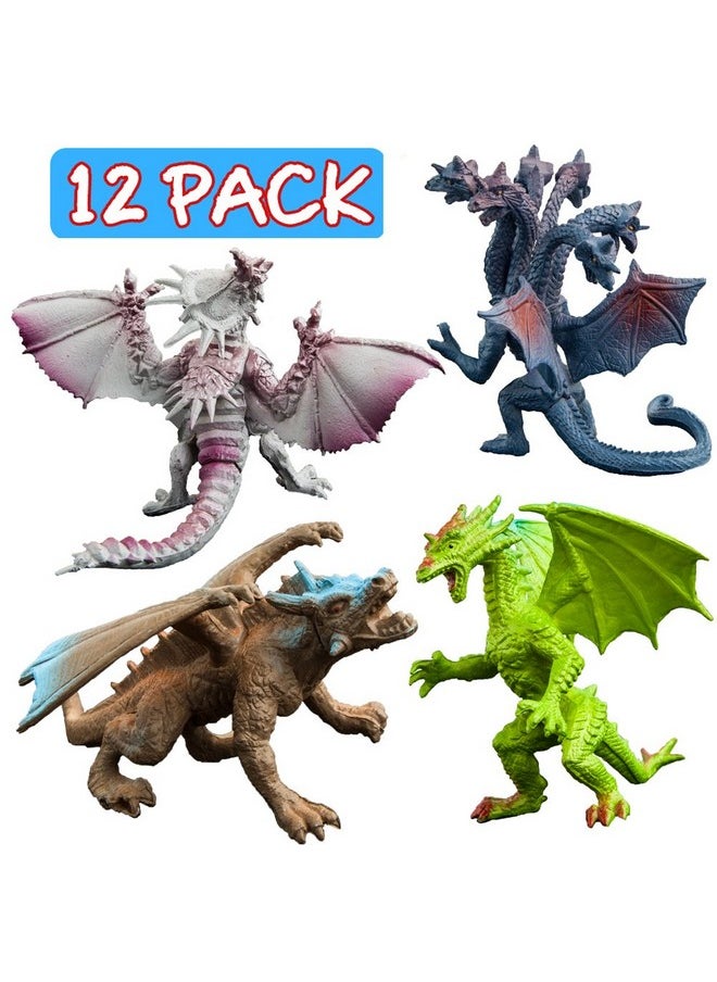 ValeforToy - 4 Inch Realistic Detail Dragon Toy Set With Gift Box, 12 Pcs Mini Dragon Figure In And Styles, Dragon Theme Party Favors Toy For Kids, Goody Bag Filler, Bulk Gifts, Cake Toppers - Image 1