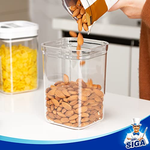 Mr Siga مجموعة حاويات تخزين الطعام MR.SIGA 4 عبوات محكمة الإغلاق، خالية من BPA لتنظيم المطبخ مع أغطية مانعة للتسرب بيد واحدة، 1 لتر / 33.8 أونصة، متوسطة، بيضاء - Image 2
