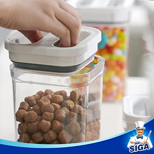 Mr Siga مجموعة حاويات تخزين الطعام MR.SIGA 4 عبوات محكمة الإغلاق، خالية من BPA لتنظيم المطبخ مع أغطية مانعة للتسرب بيد واحدة، 1 لتر / 33.8 أونصة، متوسطة، بيضاء - Image 4