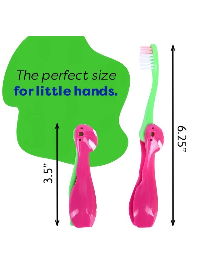 Lingito Kids Travel Toothbrush, Soft Toddler Toothbrush, Child Travel Toothbrush Gentle Bristles For Home, School, Camp, Sleepovers, Kids Folding Toothbrush Handles For Tiny Hands Boys and Girls (3 Pack) - Image 3
