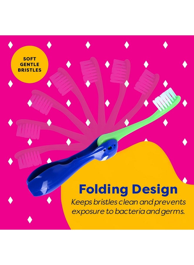 Lingito Kids Travel Toothbrush, Soft Toddler Toothbrush, Child Travel Toothbrush Gentle Bristles For Home, School, Camp, Sleepovers, Kids Folding Toothbrush Handles For Tiny Hands Boys and Girls (3 Pack) - Image 2