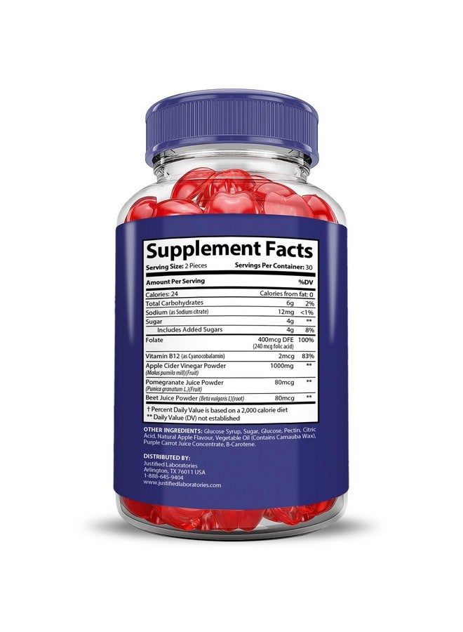 Justified Laboratories Slim Fusion Keto ACV Gummies Advanced 1000MG Slimfusion Keto Gummies Formula Apple Cider Vinegar Formulated with Pomegranate Beet Juice Powder B12 Vegan Non GMO 60 Gummys - Image 4