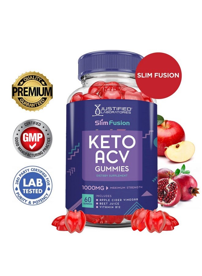 Justified Laboratories Slim Fusion Keto ACV Gummies Advanced 1000MG Slimfusion Keto Gummies Formula Apple Cider Vinegar Formulated with Pomegranate Beet Juice Powder B12 Vegan Non GMO 60 Gummys - Image 2