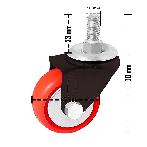 Impex Heavy Duty Caster Wheels 2 Inch (50mm) – Pack of 4, 360° Rotating Screw Type Replacement Casters for Office Chairs, Furniture and Equipment - Image 4