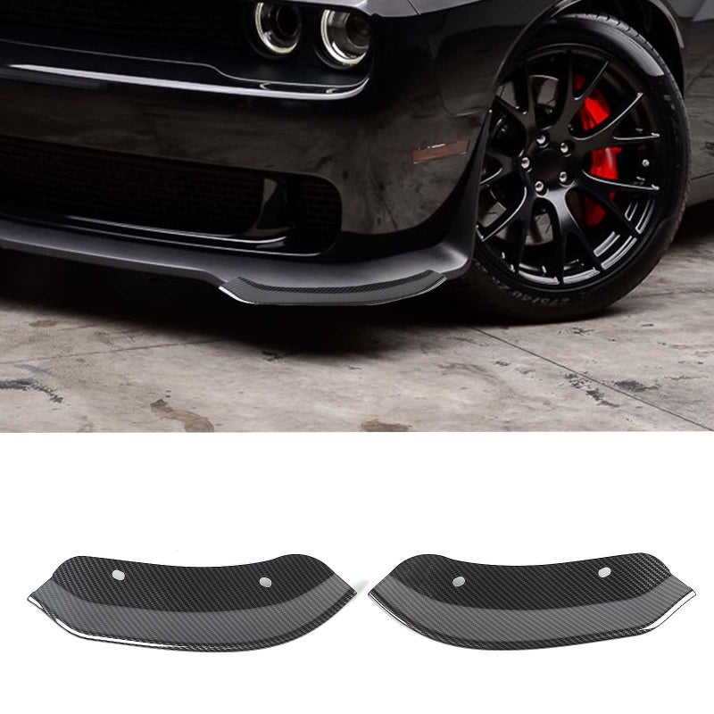PDKLIN for Challenger Front Bumper Lip Splitter Protector Cover Trim for 20152023 Dodge Challenger Hellcat Black Carbon Fiber Exterior Accessories 2pcs