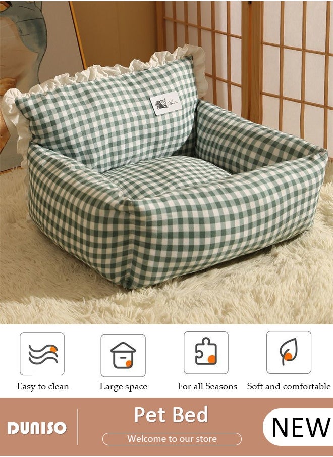 DUNISO Pet Couch Bed, Washable Cat Beds for Medium Small Dogs Cats, Pet Sofa Bed, Cozy Pet Sofa, Fluffy Dog Couch with Memory Foam Support, Dog Beds with Non-Slip Bottom, Removable Washable Cover Pet Bed  - Image 1