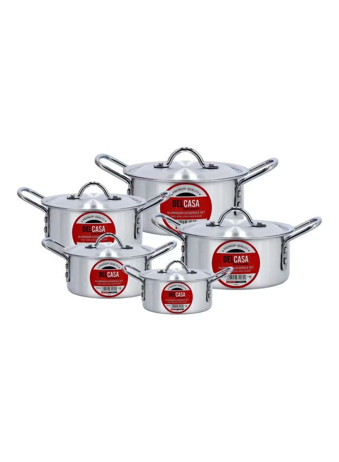 DELCASA 5-Piece Casserole Pot Lid And Handle Silver 33x31x26.5cm - Image 1