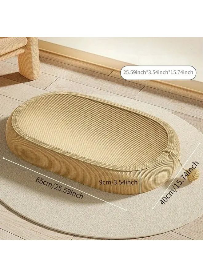 Large Cat Scratching Post Bed Set Natural Sisal Fiber Durable Non Shedding Oval Design with Hanging Toy Ball Model FHYTJ76 4 - Image 4