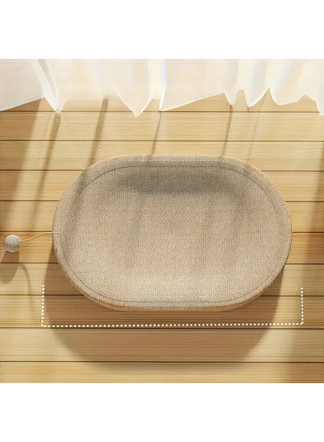 Large Cat Scratching Post Bed Set Natural Sisal Fiber Durable Non Shedding Oval Design with Hanging Toy Ball Model FHYTJ76 4 - Image 3
