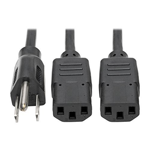 Tripp Lite Standard Power Cord Y Splitter Cable (NEMA 5-15P to 2x IEC-320-C13) 6-ft.(P006-006-2) Black - Image 1