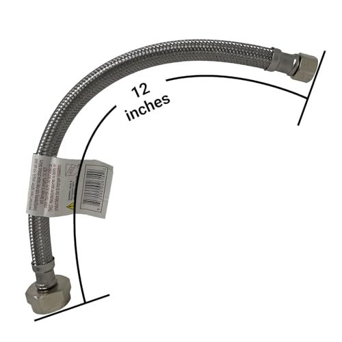 Miiflex Complete Toilet Set Valve 1/2 in. NOM Inlet x 3/8 in. OD Compression Outlet Angle Shut Off + Escutcheon Plate + 12" Long Stainless Steel Braided Brass Nut Water Supply Line - Image 4