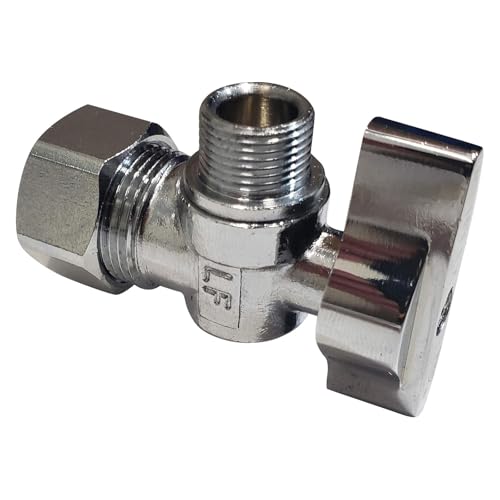 Miiflex Complete Toilet Set Valve 1/2 in. NOM Inlet x 3/8 in. OD Compression Outlet Angle Shut Off + Escutcheon Plate + 12" Long Stainless Steel Braided Brass Nut Water Supply Line - Image 5