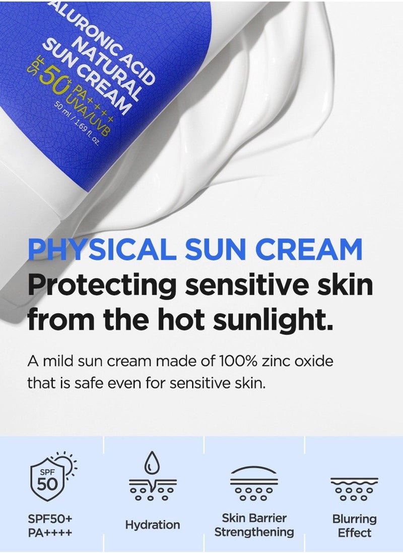 ISNTREE - Hyaluronic Acid Natural Sun Cream, SPF 50+ PA++++ (50 ml) - Image 1