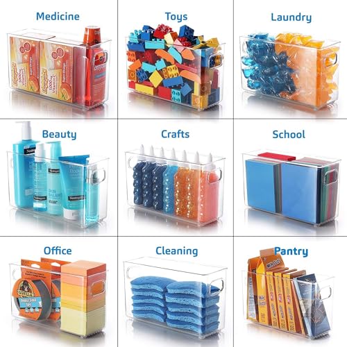 MosQuick® Tall Plastic Kitchen Food Storage Bin with Handles vegetable organiser for fridge Pantry Cabinet Refrigerator Containers and Baskets for Food Drinks Snacks storage box for kitchen Clear - Image 2