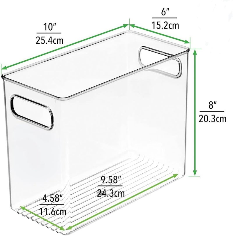 MosQuick® Tall Plastic Kitchen Food Storage Bin with Handles vegetable organiser for fridge Pantry Cabinet Refrigerator Containers and Baskets for Food Drinks Snacks storage box for kitchen Clear - Image 3