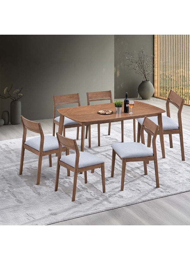 DANUBE HOME Mervil 1+6 Seater Dining Set 7-Piece Dining Set Sturdy Kitchen Dining Table With 6-Seater Dining Chairs Wooden Modern Design Furniture For Home Dining Room - Style Oak/Grey - Image 2