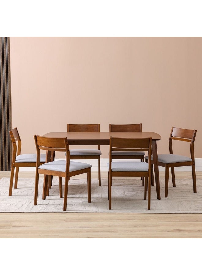 DANUBE HOME Mervil 1+6 Seater Dining Set 7-Piece Dining Set Sturdy Kitchen Dining Table With 6-Seater Dining Chairs Wooden Modern Design Furniture For Home Dining Room - Style Oak/Grey - Image 1