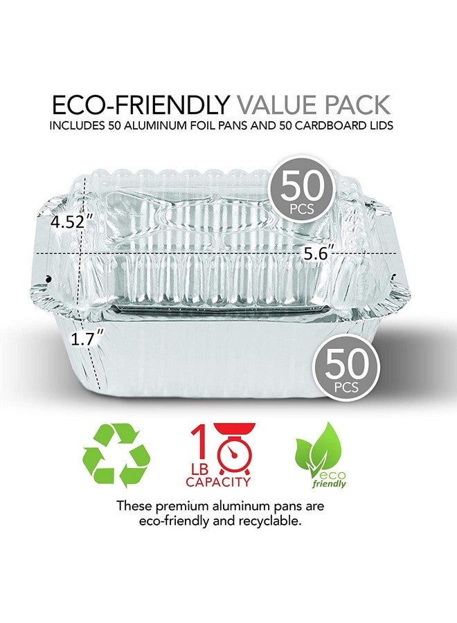 Stock Your Home Stock Your Home 1 Lb Small Aluminum Pans with Lids (50 Pack) Foil Pans + Clear Plastic Lids, Disposable Cookware, Takeout Trays with Lids - To Go Disposable Food Containers for Restaurants & Catering - Image 3