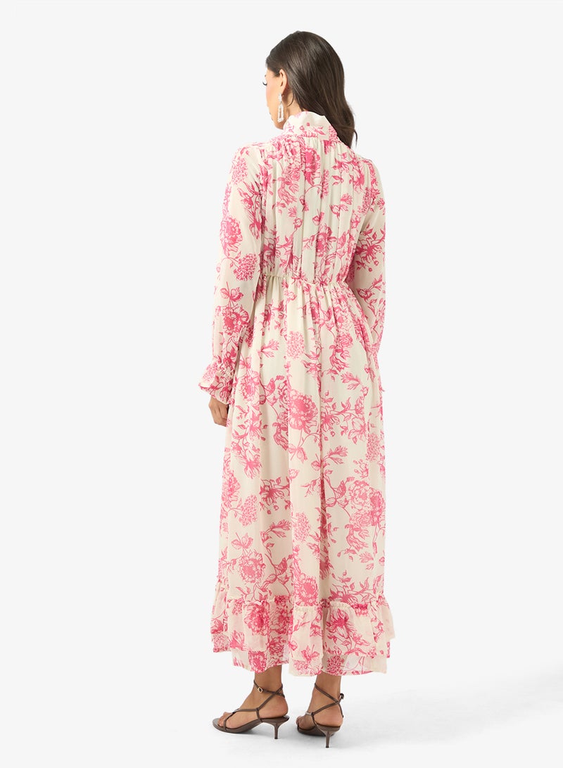 BCBG Printed Tie  Neck midi dress - Image 2