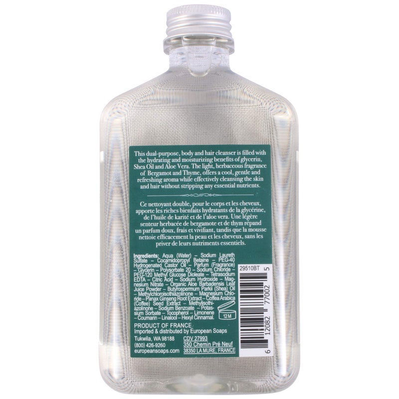 Pre de Provence Bergamot & Thyme Men's Fragrance Collection, Hair & Body Wash, 250 ML - Image 2